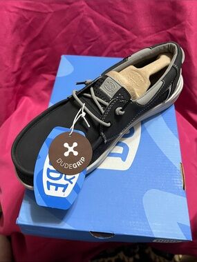 Hey Dude Men’s 10 Black Casual Boat Shoe - DudeGrip welsh grip classic mesh